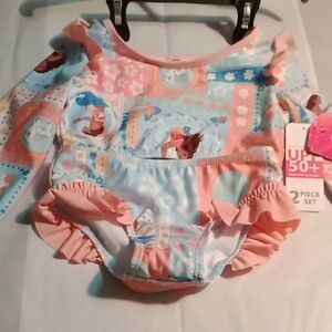 Disney Princess Floral Swimsuit Set - Pink and Blue